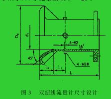 圖 3 　雙紐線流量計尺寸設(shè)計