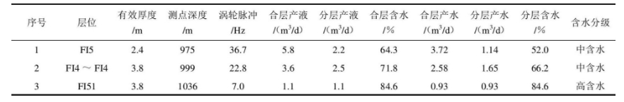 表2 產(chǎn)液剖面分層測(cè)試找水成果表